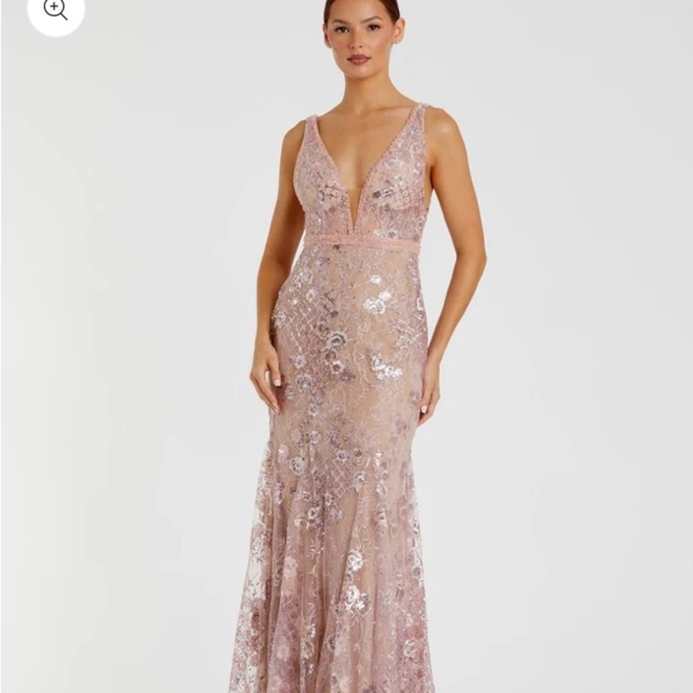 Mac Duggal Pink and Gold Embellished Gown for Prom